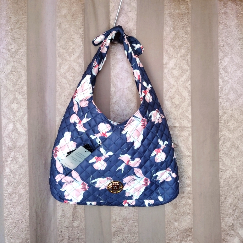Nanette Lepore Washable Knot Hobo Navy Blossom